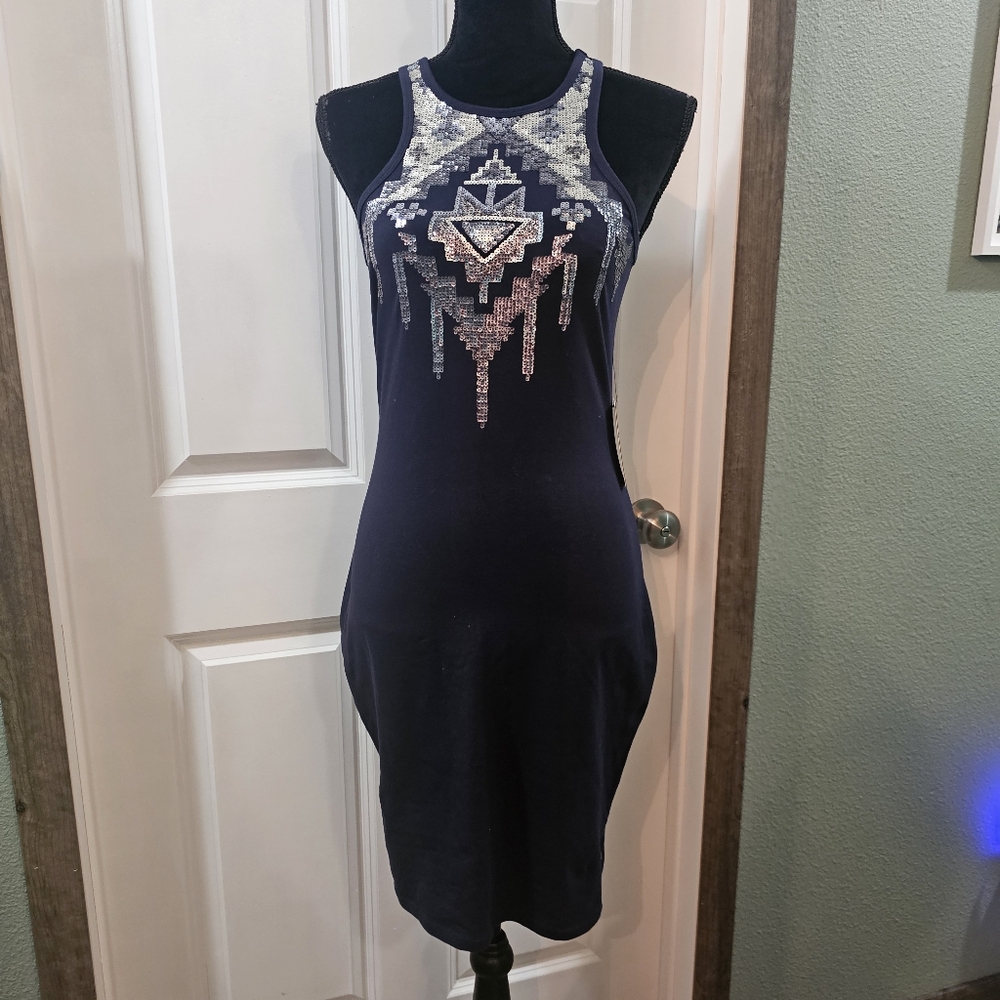 Embellished Vintage Blue Dress